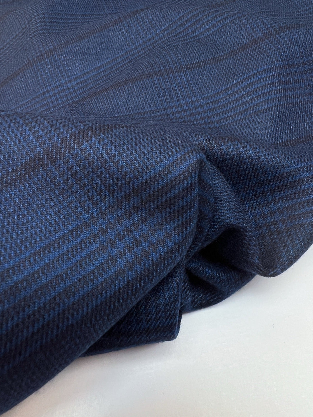 Blue Black Stretch Twill Fabric