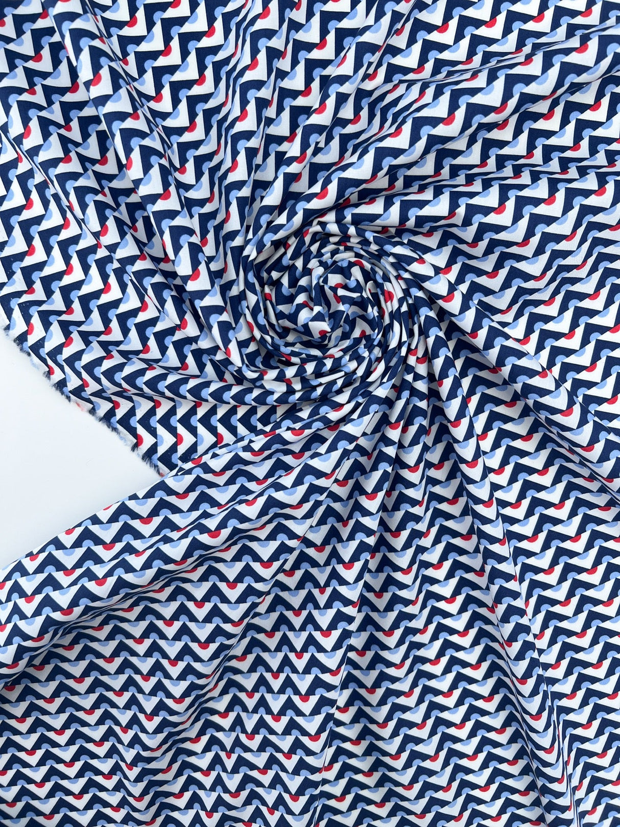 Cotton Poplin Blue Shade Geometric