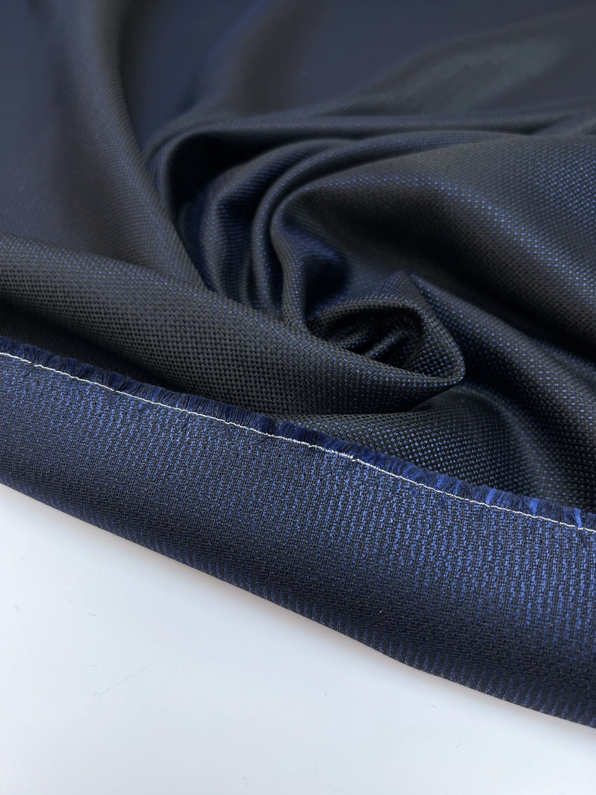 Wool Jacquard Blue Black Changeant Fabric