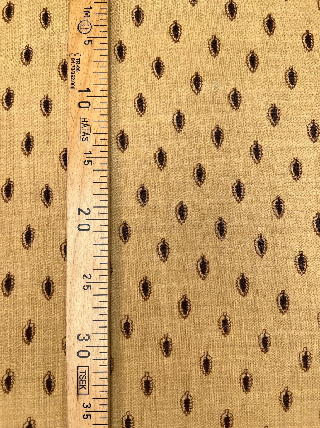 Wool Printed Beige Brown Fabric