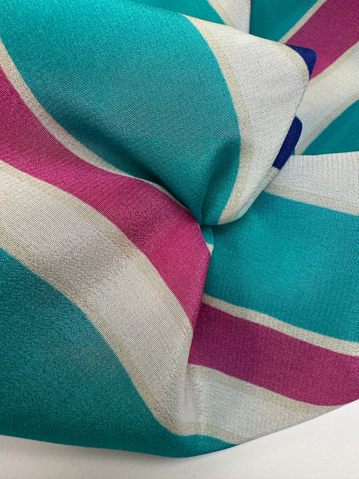 Silk Crepe Printed Cream Stripe