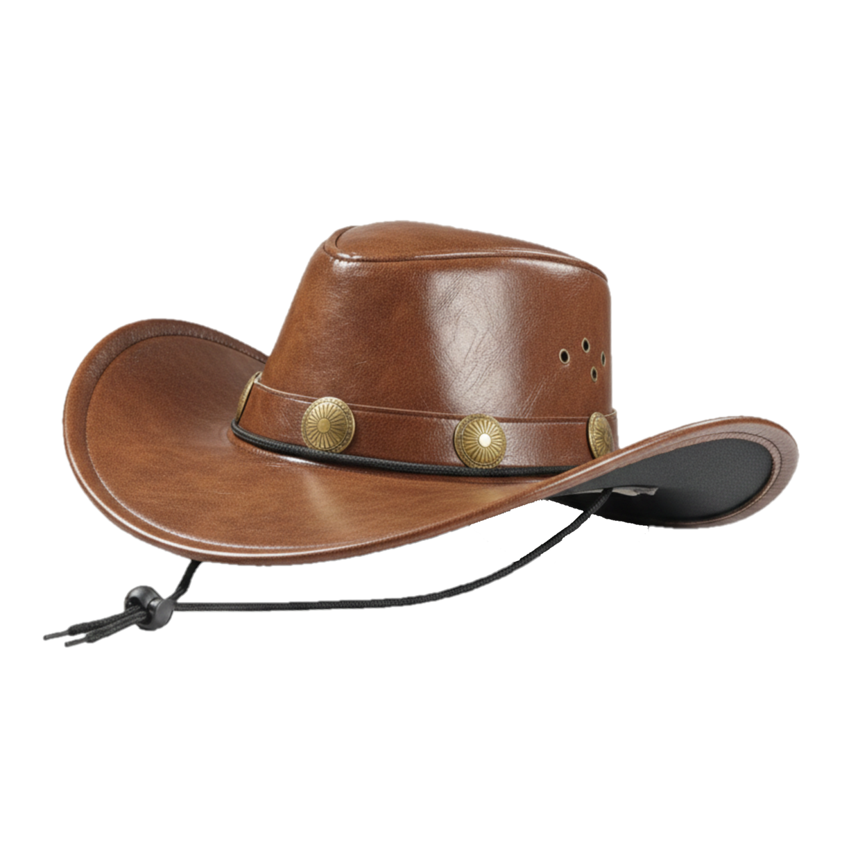 Faux Leather Cowboy Costume Hat