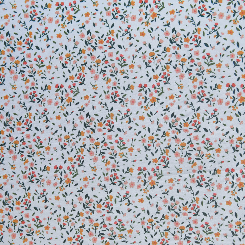 Poly Spandex Swimsuit Fabric Dainty Floral on White