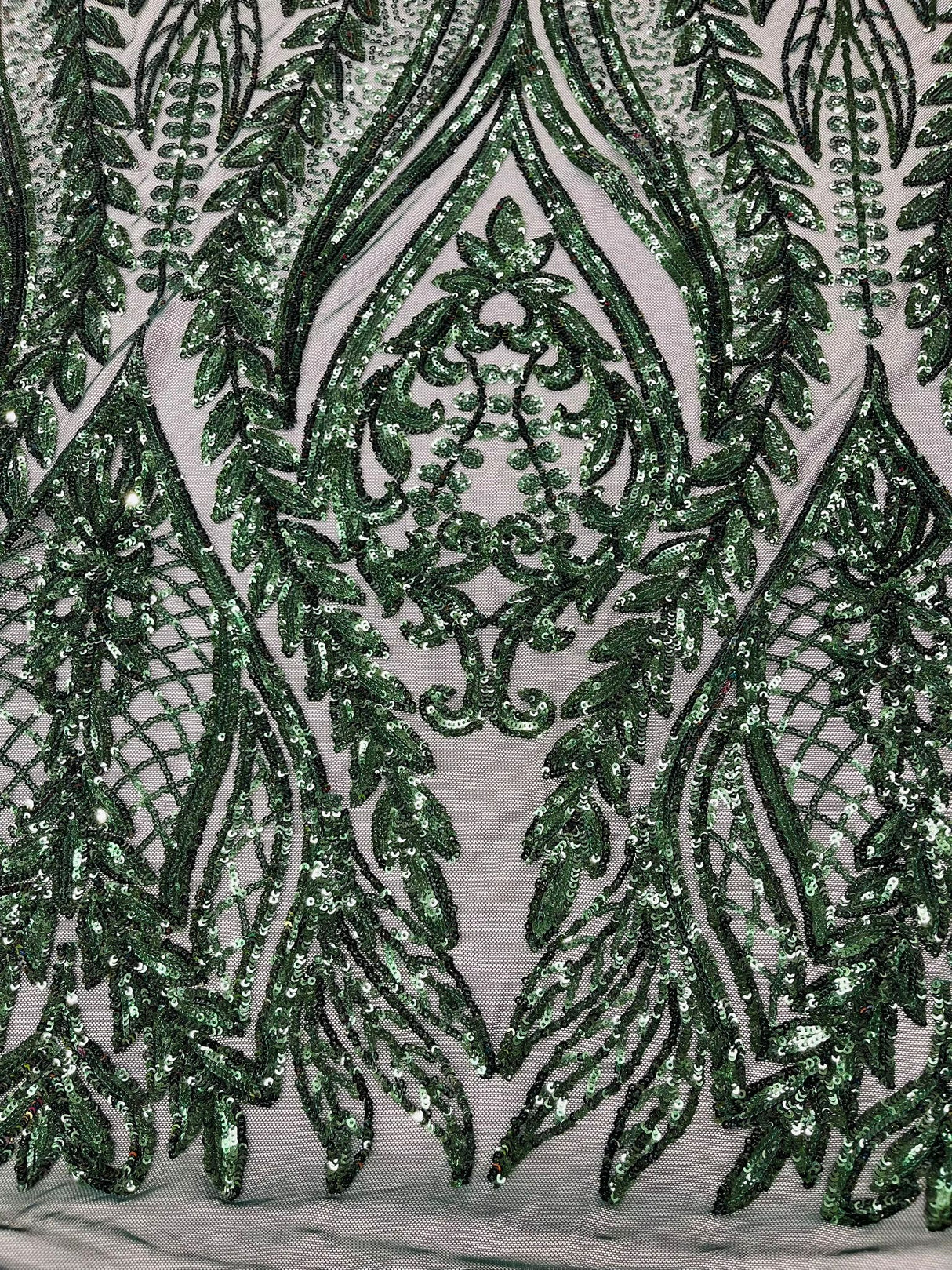Damask Sequin Fabric - Damask Sequin Mesh, 54" Width (1 Yard)