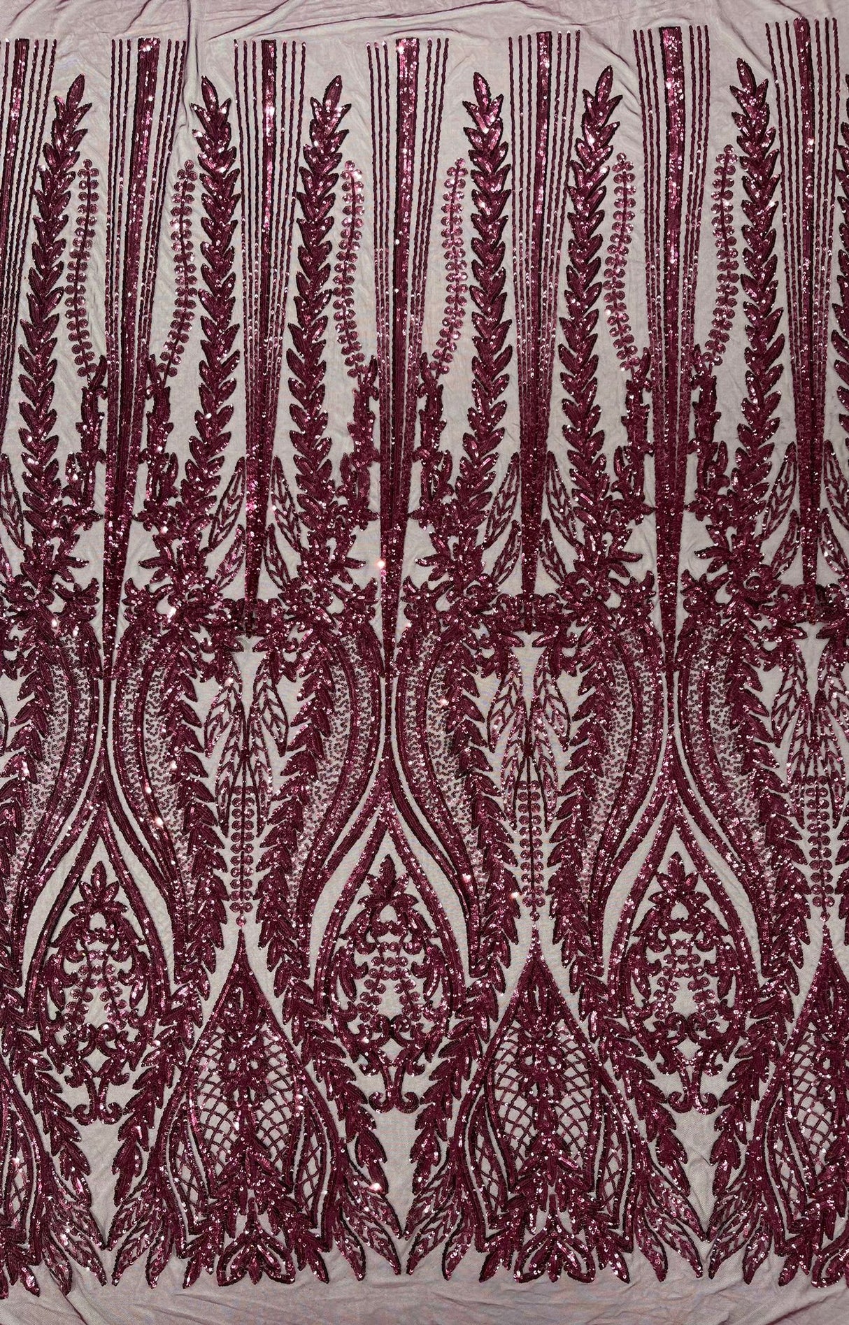 Damask Sequin Fabric - Damask Sequin Mesh, 54" Width (1 Yard)