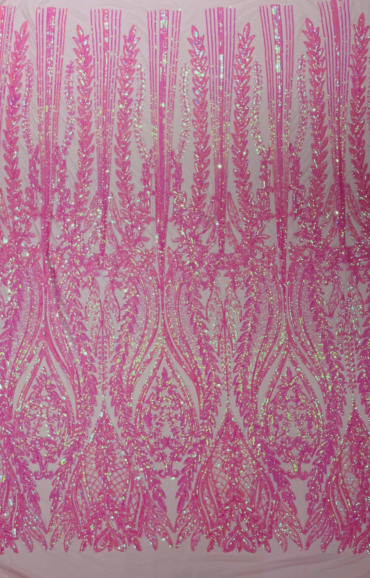 Damask Sequin Fabric - Damask Sequin Mesh, 54" Width (1 Yard)