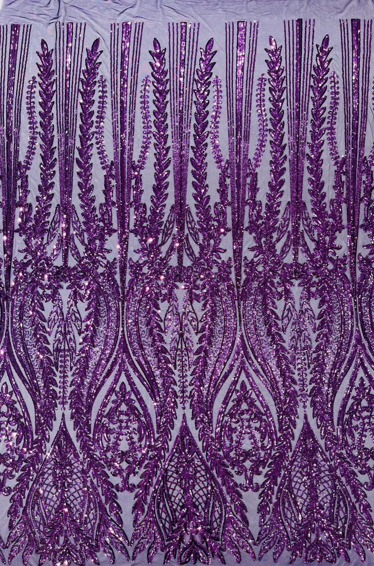 Damask Sequin Fabric - Damask Sequin Mesh, 54" Width (1 Yard)