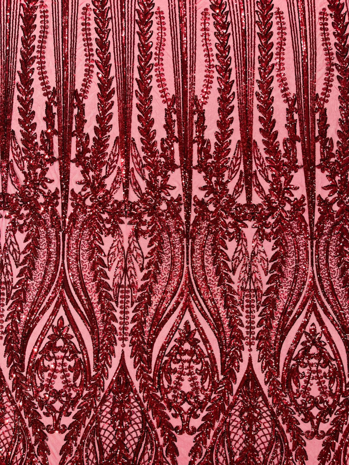 Damask Sequin Fabric - Damask Sequin Mesh, 54" Width (1 Yard)
