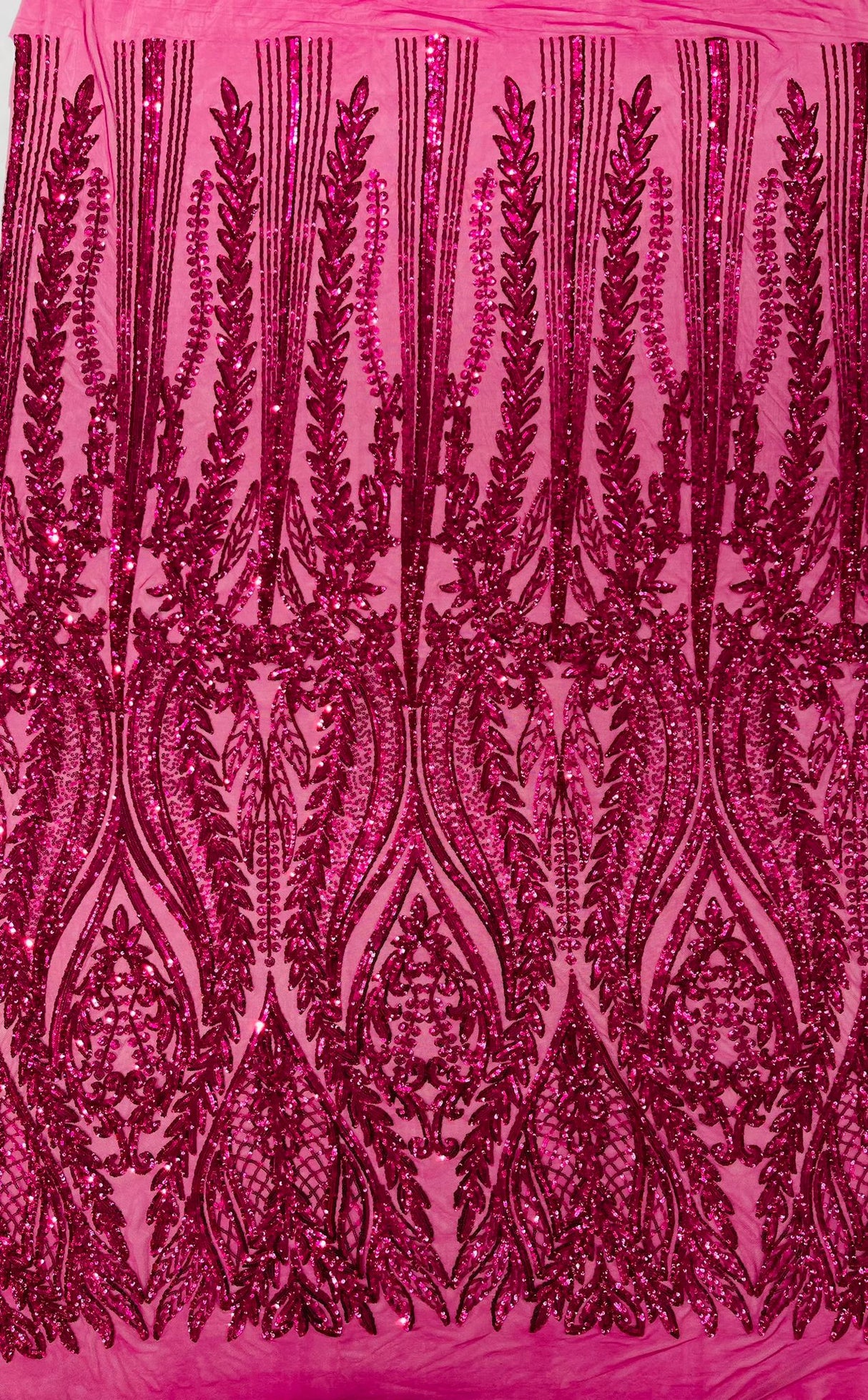 Damask Sequin Fabric - Damask Sequin Mesh, 54" Width (1 Yard)
