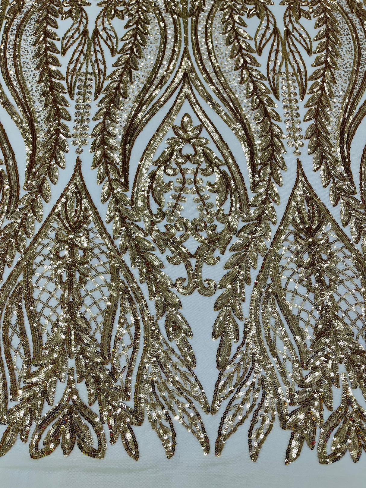 Damask Sequin Fabric - Damask Sequin Mesh, 54" Width (1 Yard)