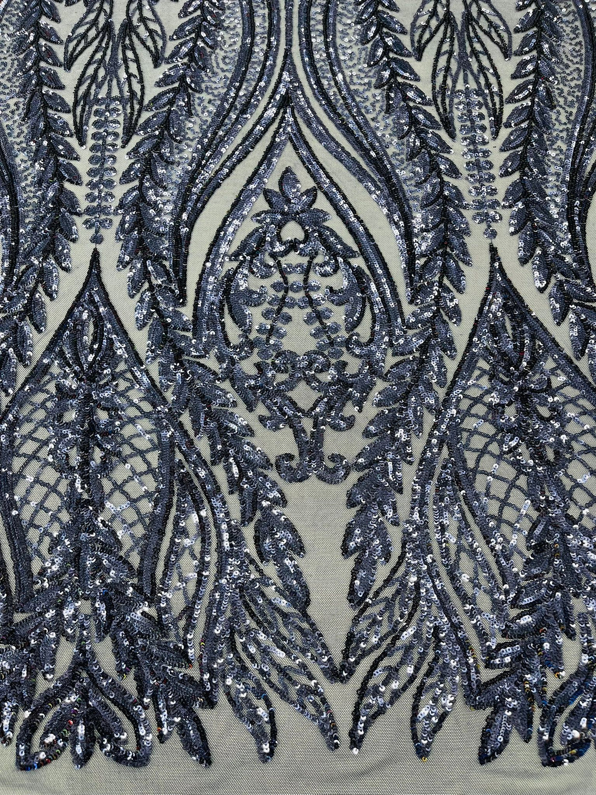 Damask Sequin Fabric - Damask Sequin Mesh, 54" Width (1 Yard)