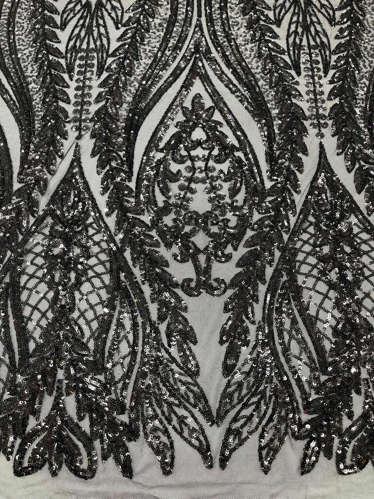 Damask Sequin Fabric - Damask Sequin Mesh, 54" Width (1 Yard)