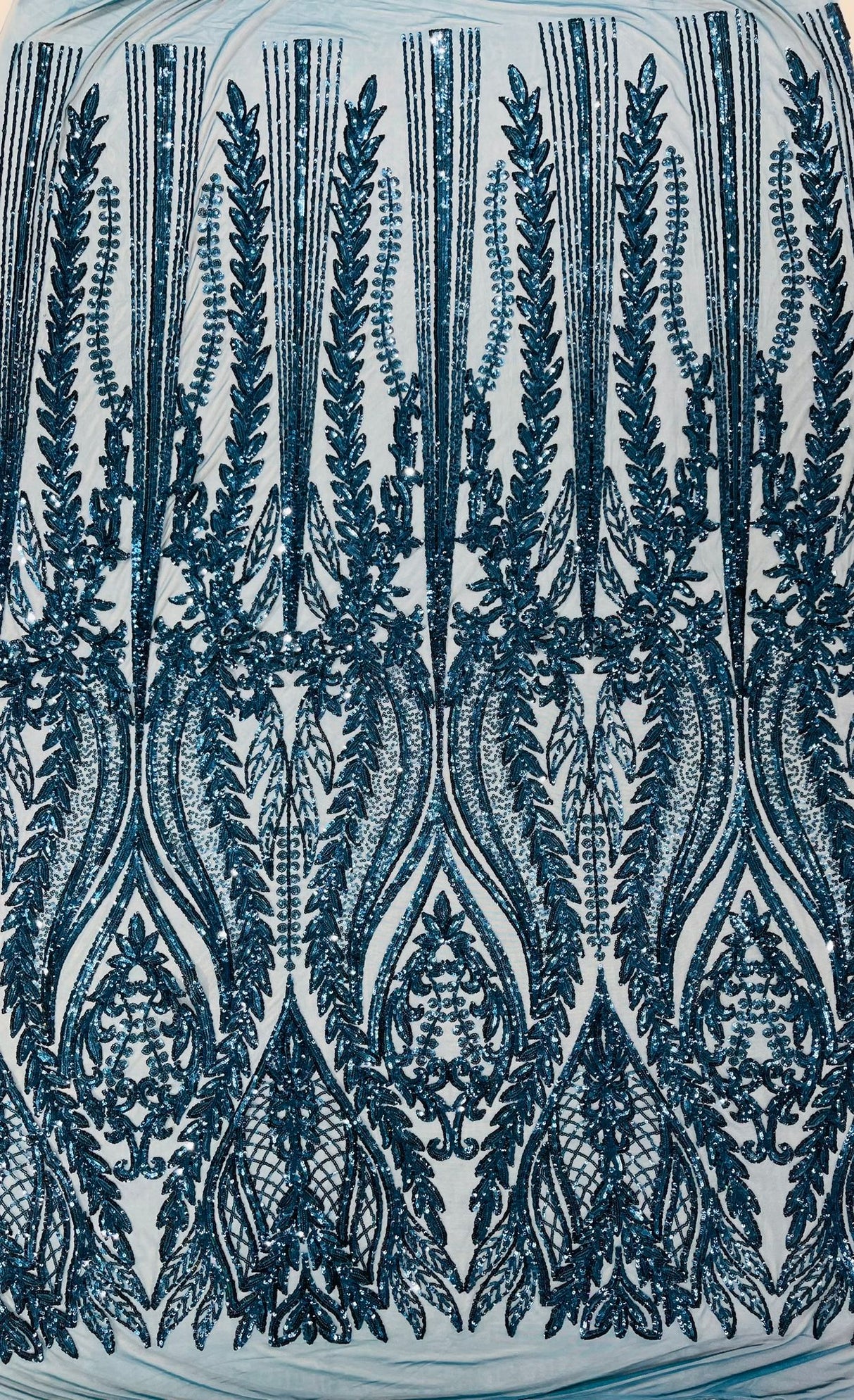 Damask Sequin Fabric - Damask Sequin Mesh, 54" Width (1 Yard)