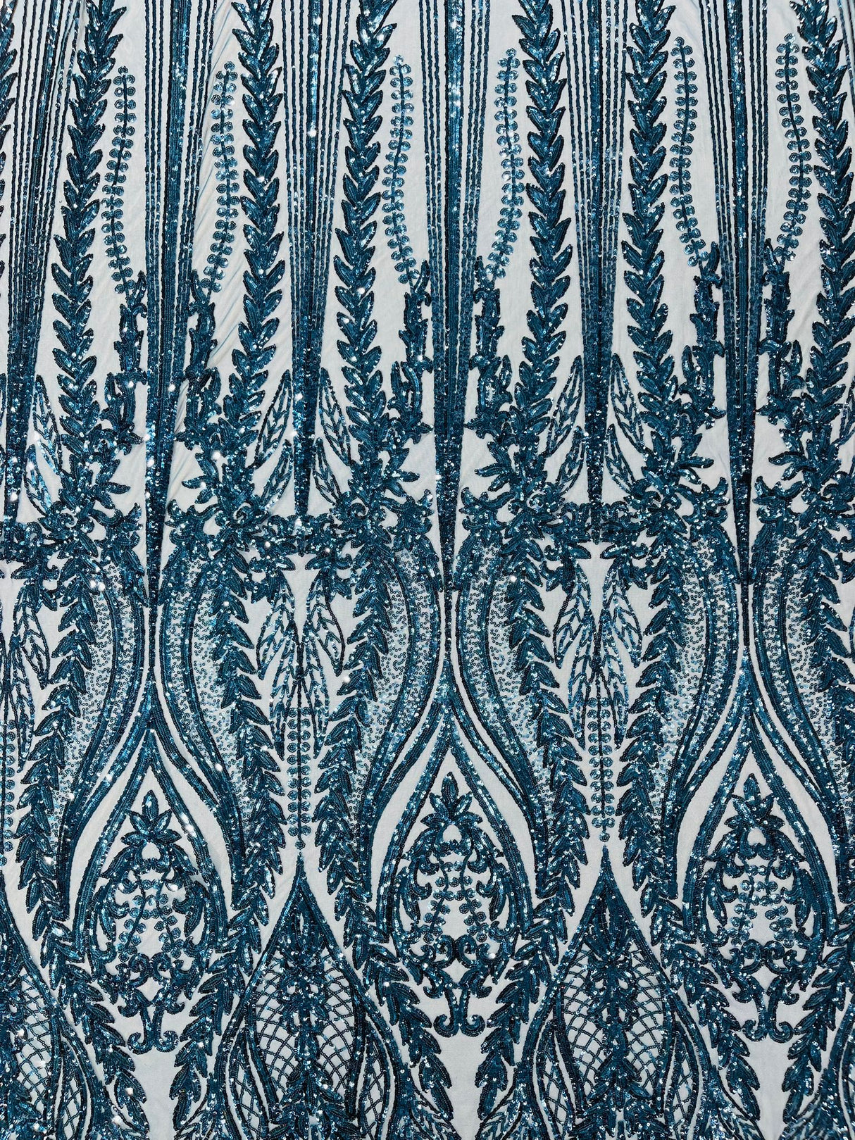 Damask Sequin Fabric - Damask Sequin Mesh, 54" Width (1 Yard)