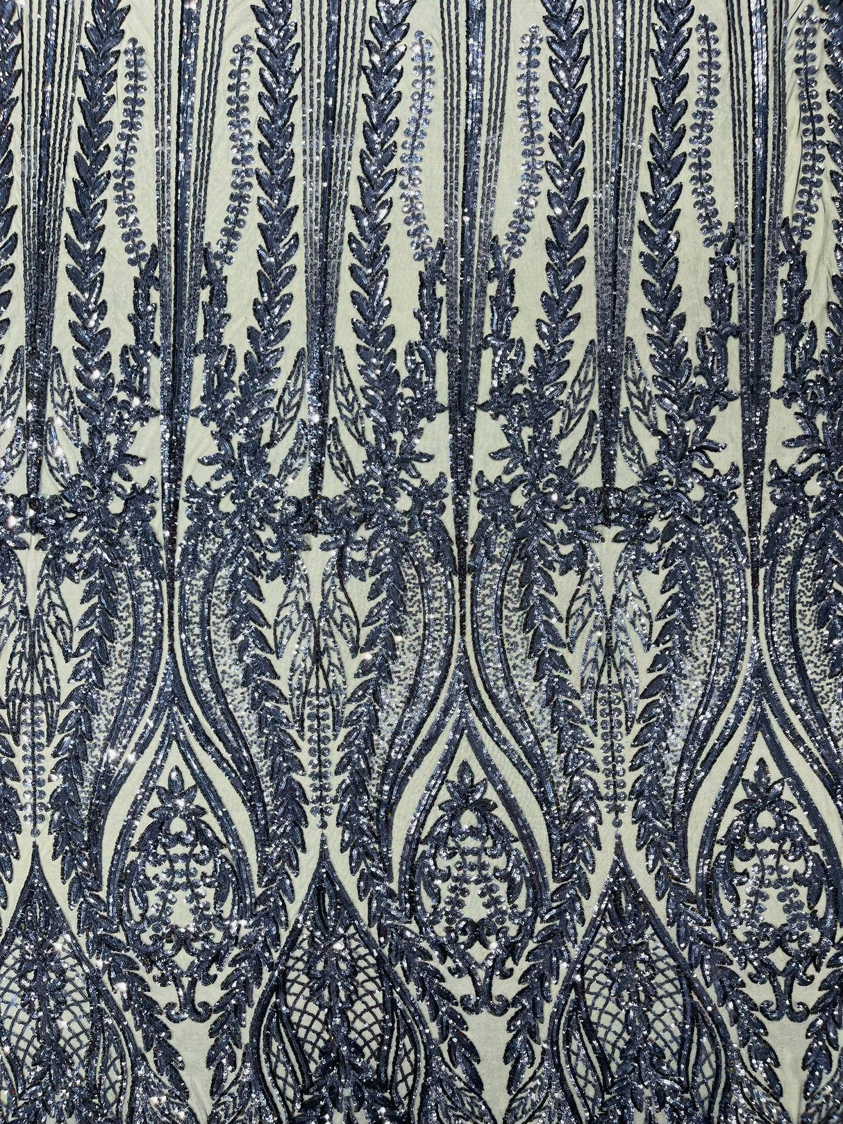 Damask Sequin Fabric - Damask Sequin Mesh, 54" Width (1 Yard)