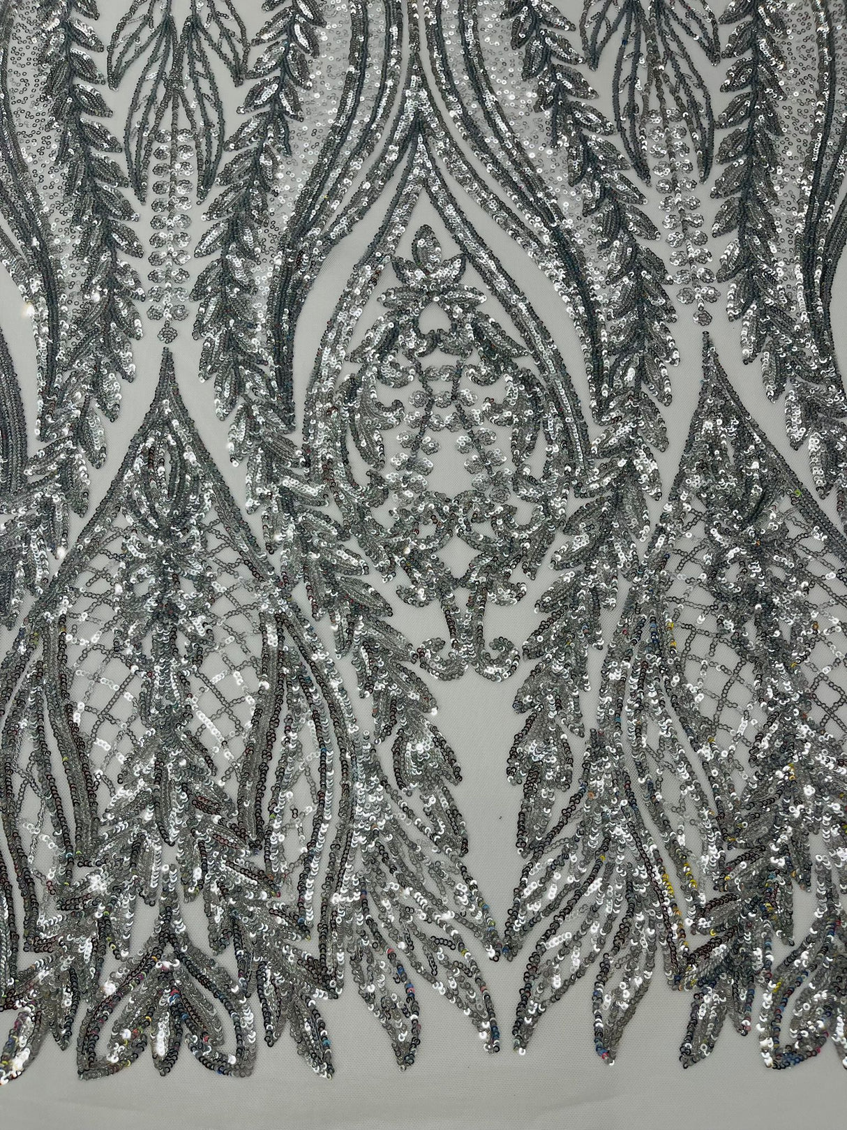 Damask Sequin Fabric - Damask Sequin Mesh, 54" Width (1 Yard)