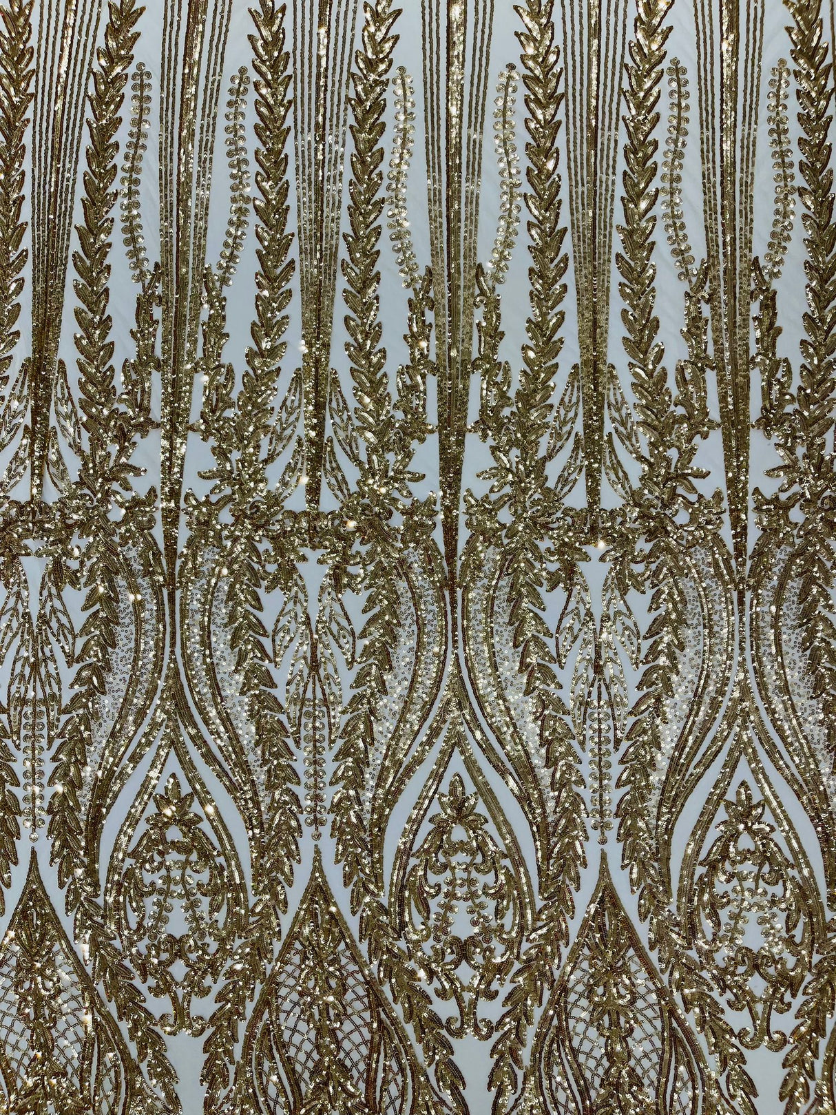 Damask Sequin Fabric - Damask Sequin Mesh, 54" Width (1 Yard)