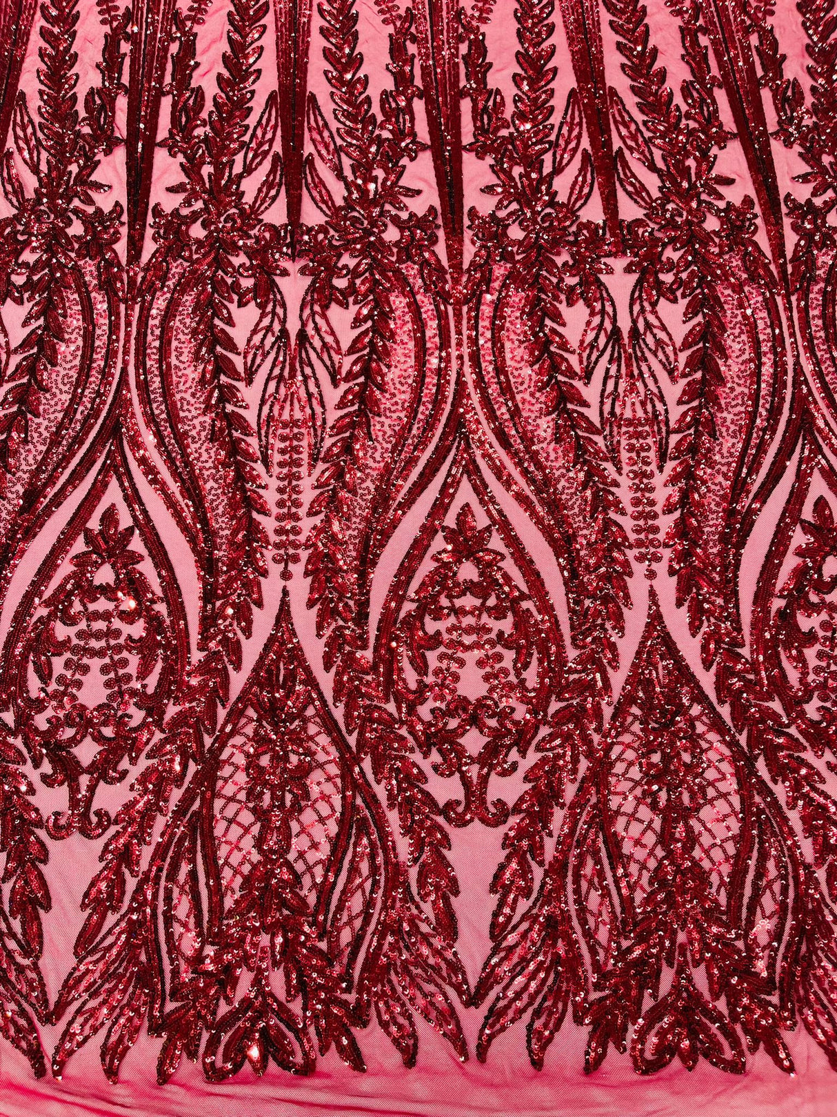 Damask Sequin Fabric - Damask Sequin Mesh, 54" Width (1 Yard)