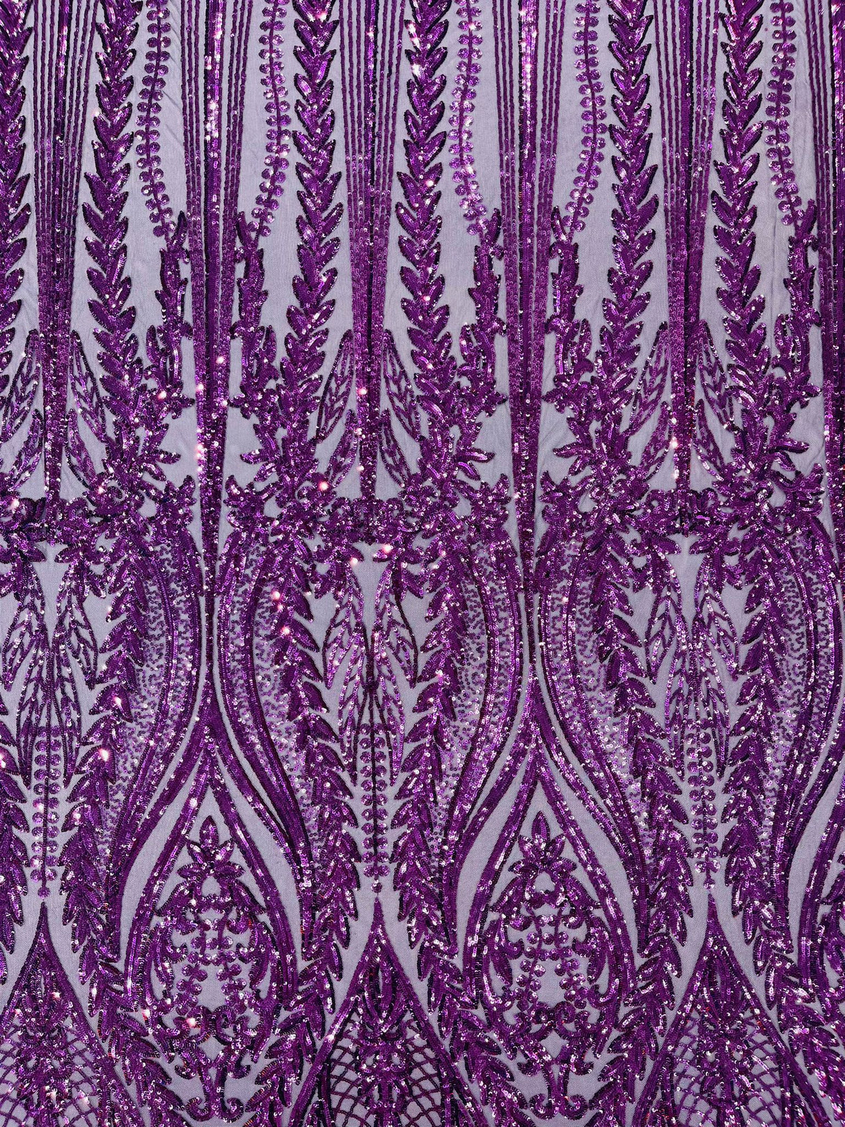 Damask Sequin Fabric - Damask Sequin Mesh, 54" Width (1 Yard)