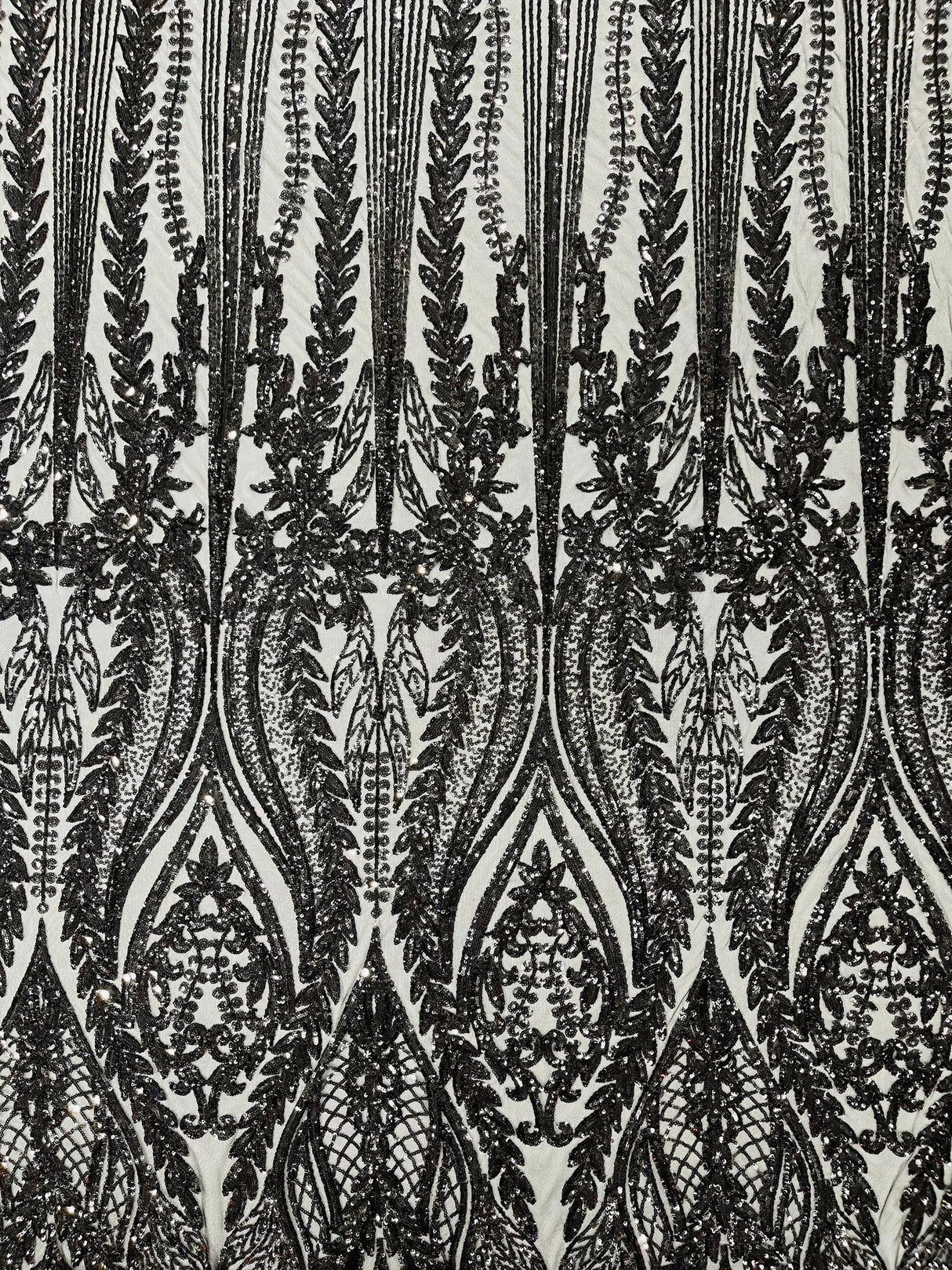 Damask Sequin Fabric - Damask Sequin Mesh, 54" Width (1 Yard)