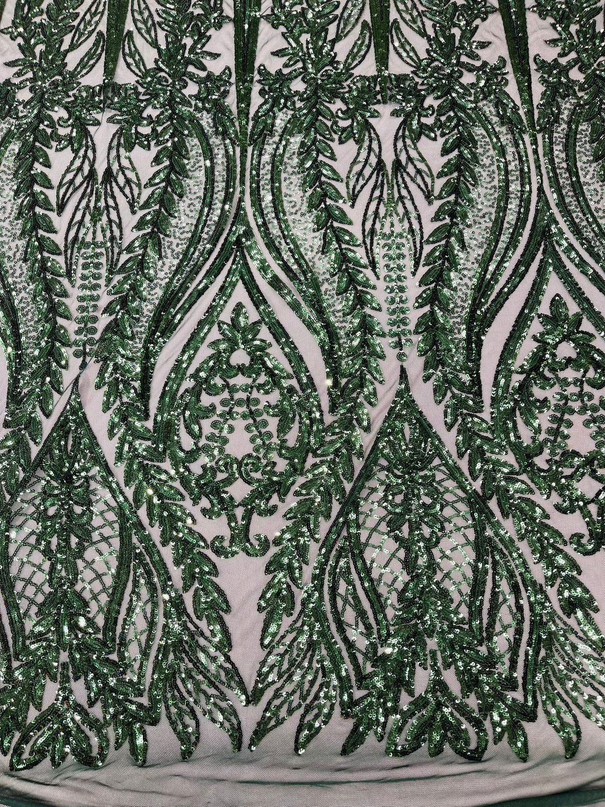 Damask Sequin Fabric - Damask Sequin Mesh, 54" Width (1 Yard)