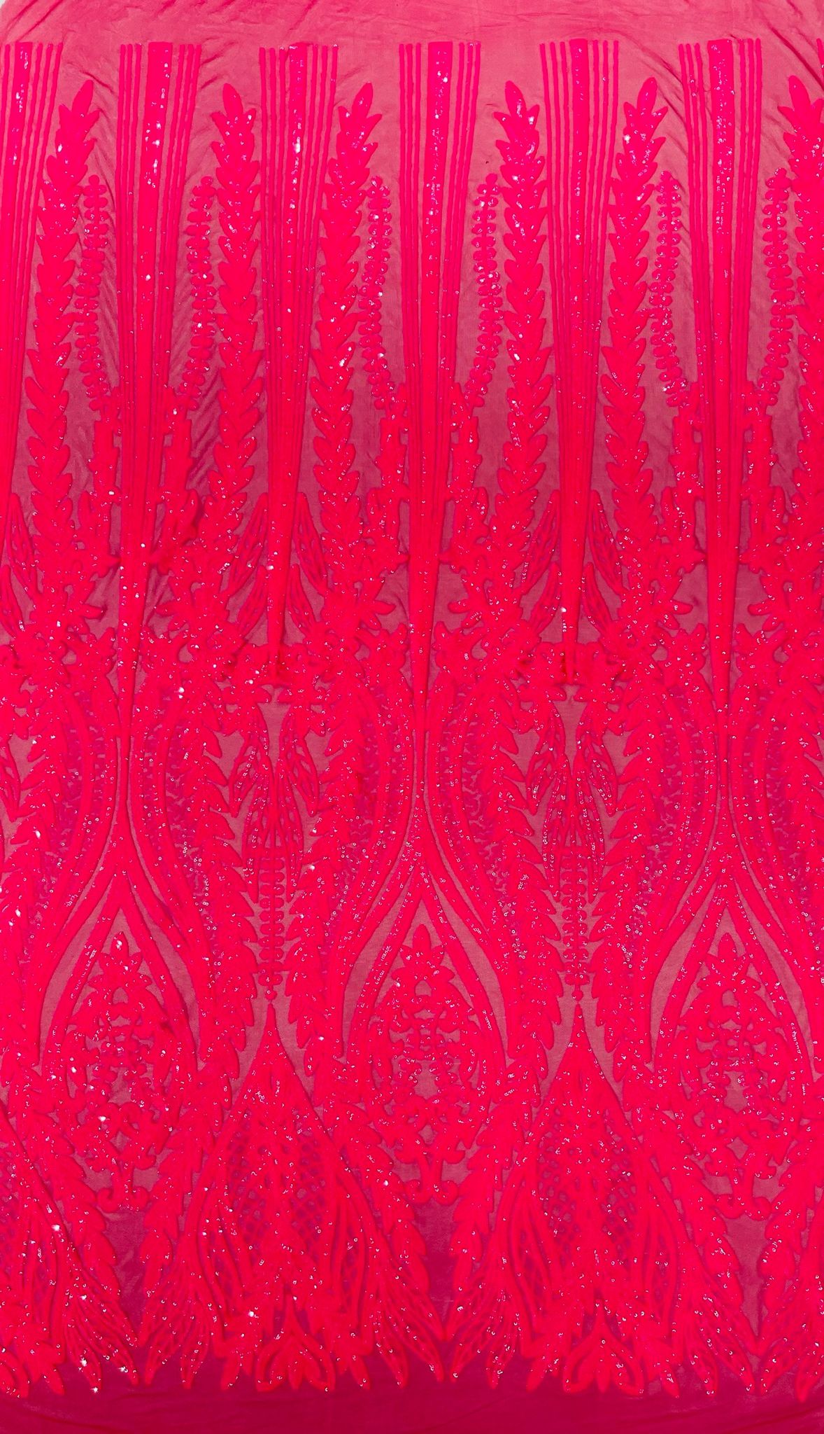 Damask Sequin Fabric - Damask Sequin Mesh, 54" Width (1 Yard)