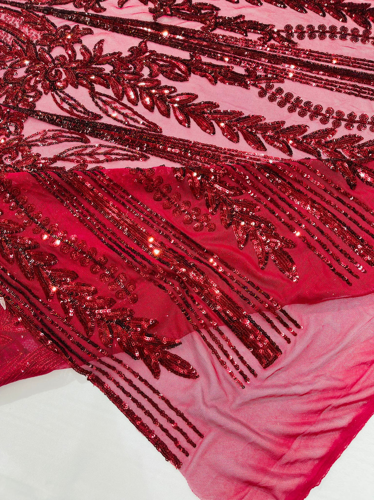 Damask Sequin Fabric - Damask Sequin Mesh, 54" Width (1 Yard)
