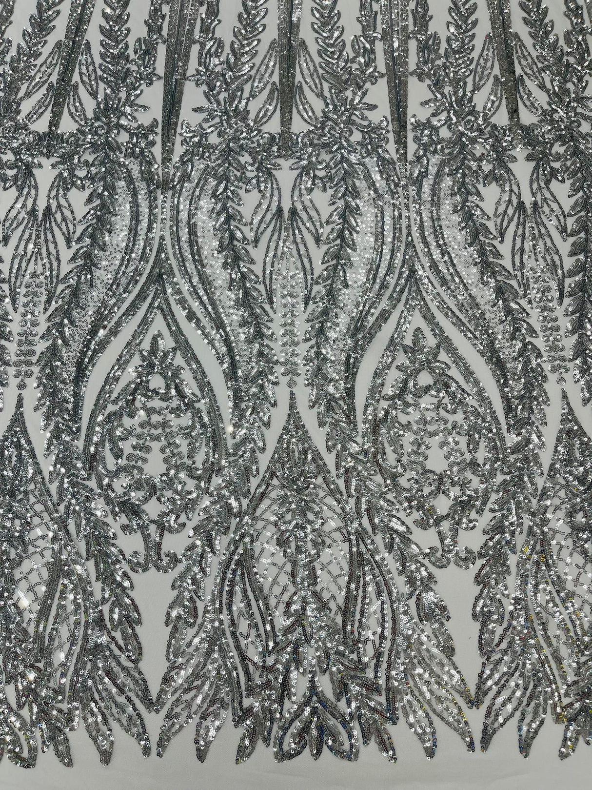 Damask Sequin Fabric - Damask Sequin Mesh, 54" Width (1 Yard)