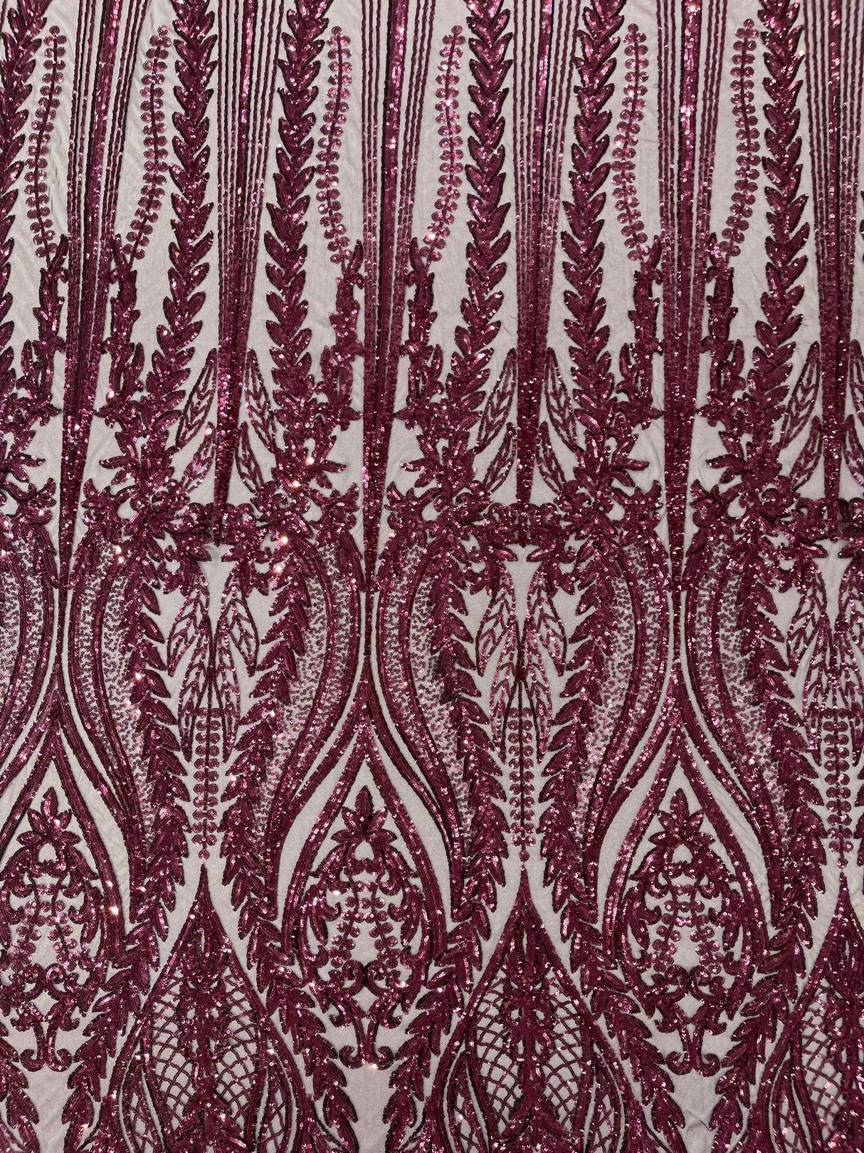 Damask Sequin Fabric - Damask Sequin Mesh, 54" Width (1 Yard)