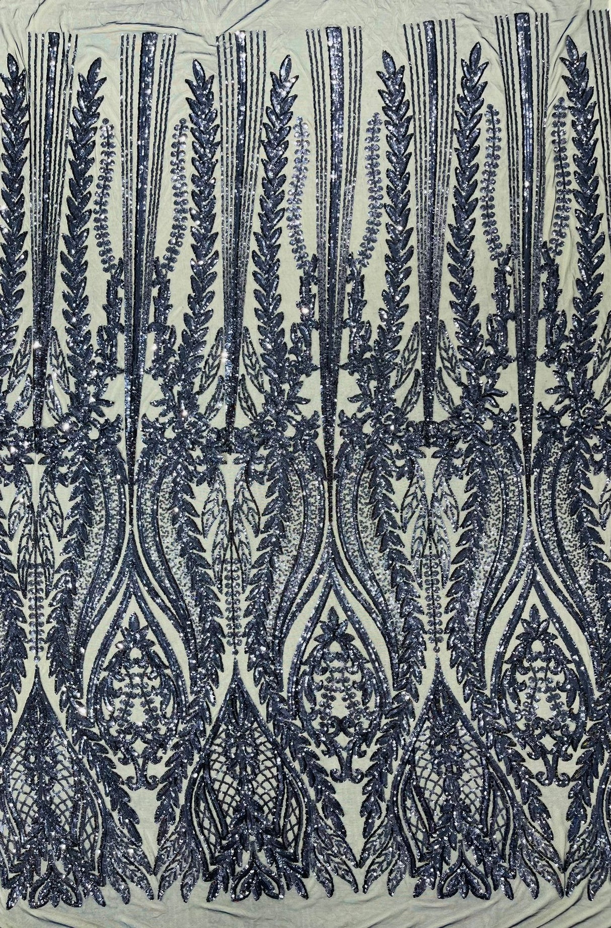 Damask Sequin Fabric - Damask Sequin Mesh, 54" Width (1 Yard)