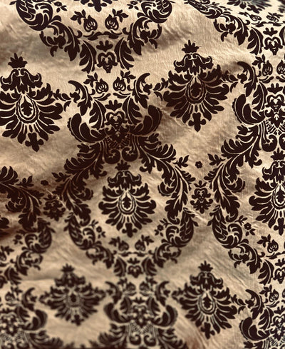1 Yard Damask Flocking Taffeta Fabric Elegant Velvet Pattern 58 Inches Wide