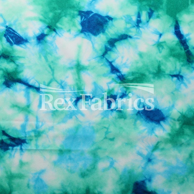 Dark Autumn Poly Spandex Fabric - Watercolor Marble Print, Royal/Coral, Orange/Pink, Green, 58/60" Width (1 Yard)