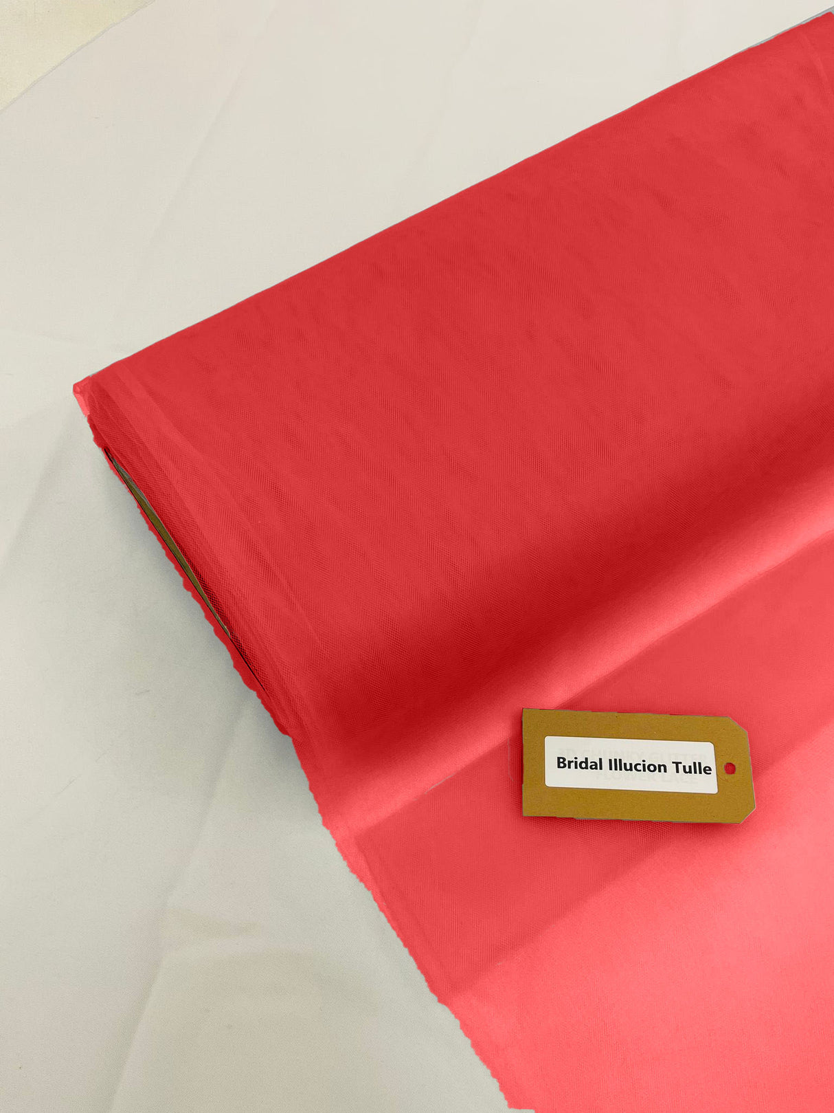 Dark Coral Bridal Illusion Tulle Polyester Fabric - Dark Coral Sheer Tulle, 108" Width (1 Roll)