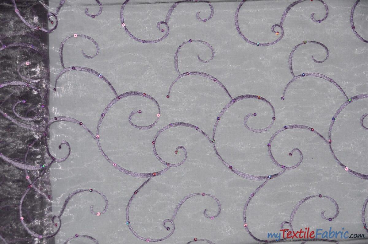 Ferial Organza Embroidery Polyester Fabric - Embroidered Floral Sheer With Sequins, 52/54" Width, Multiple Colors (1 Yard)