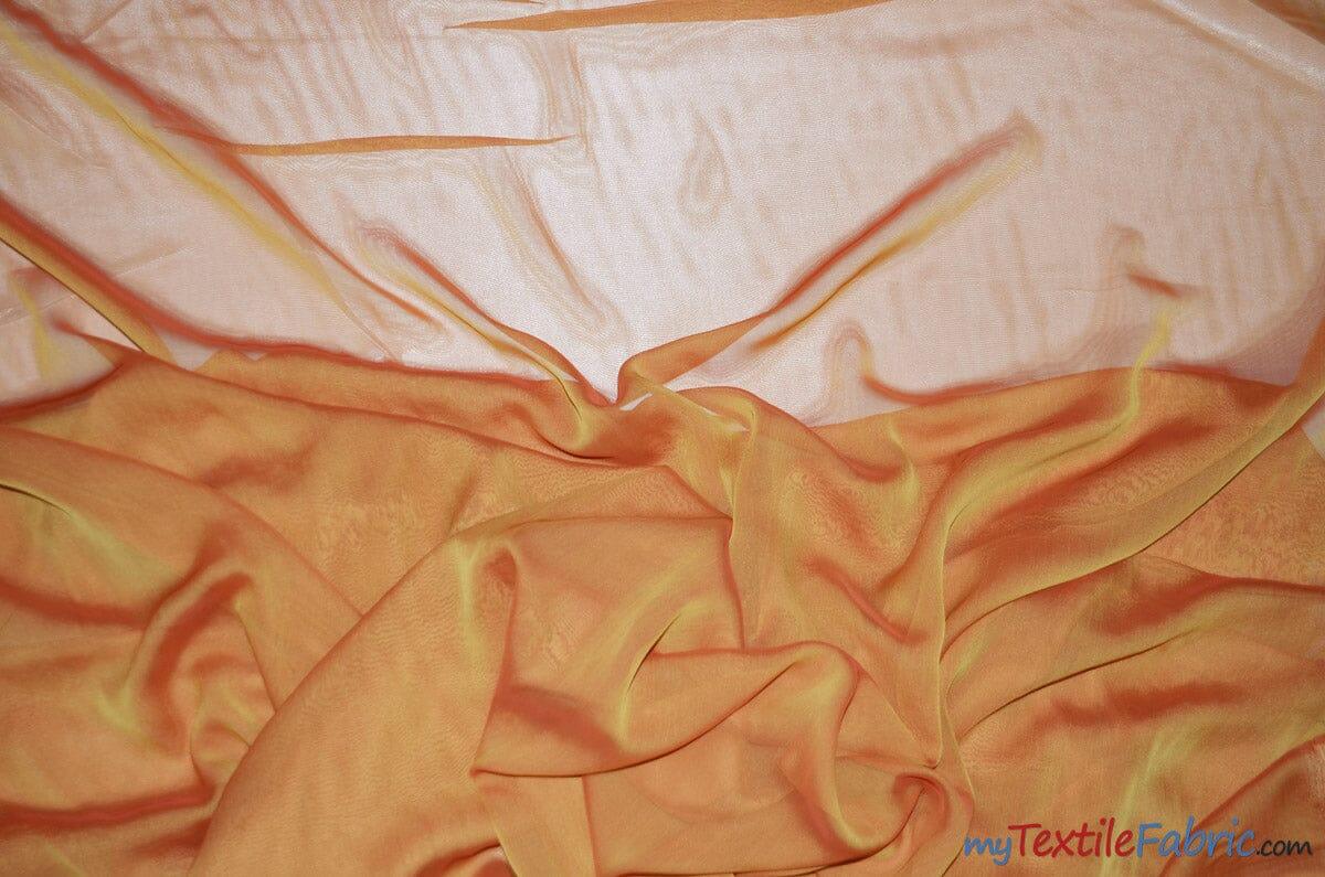 Two Tone Chiffon Polyester Fabric - Iridescent Sheer, 58/60" Width, Multiple Colors (Yards, Bolts, Sample Swatch)