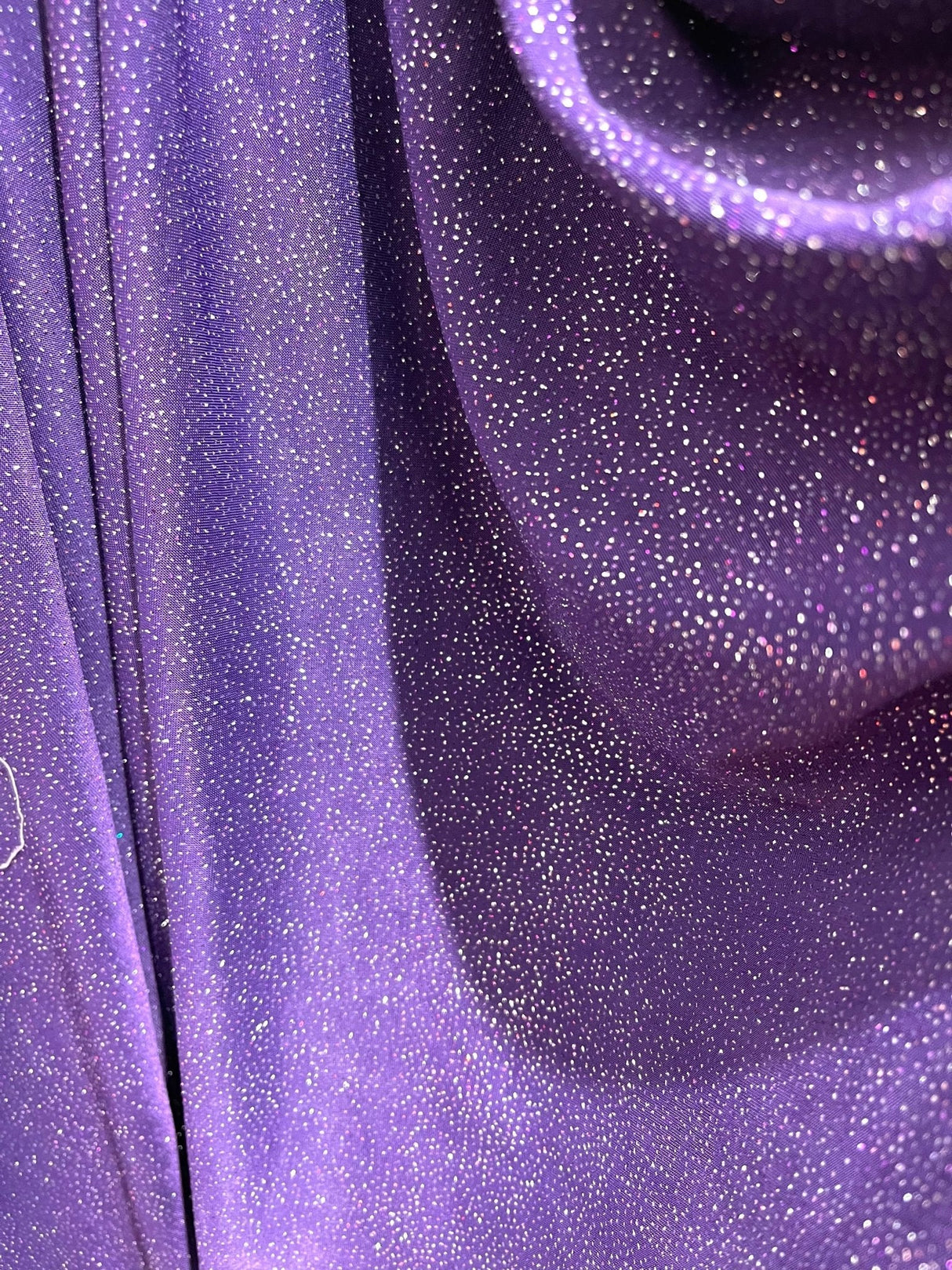 Selena Polyester Spandex Fabric - Dark Purple Shiny Iridescent Glitter, 50-54" Width, 36" Length (1 Yard)