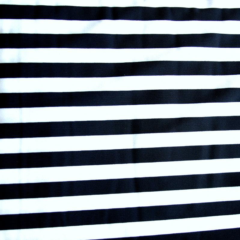 Navy and White Nylon Spandex Swim Knit 1/2 Stripe