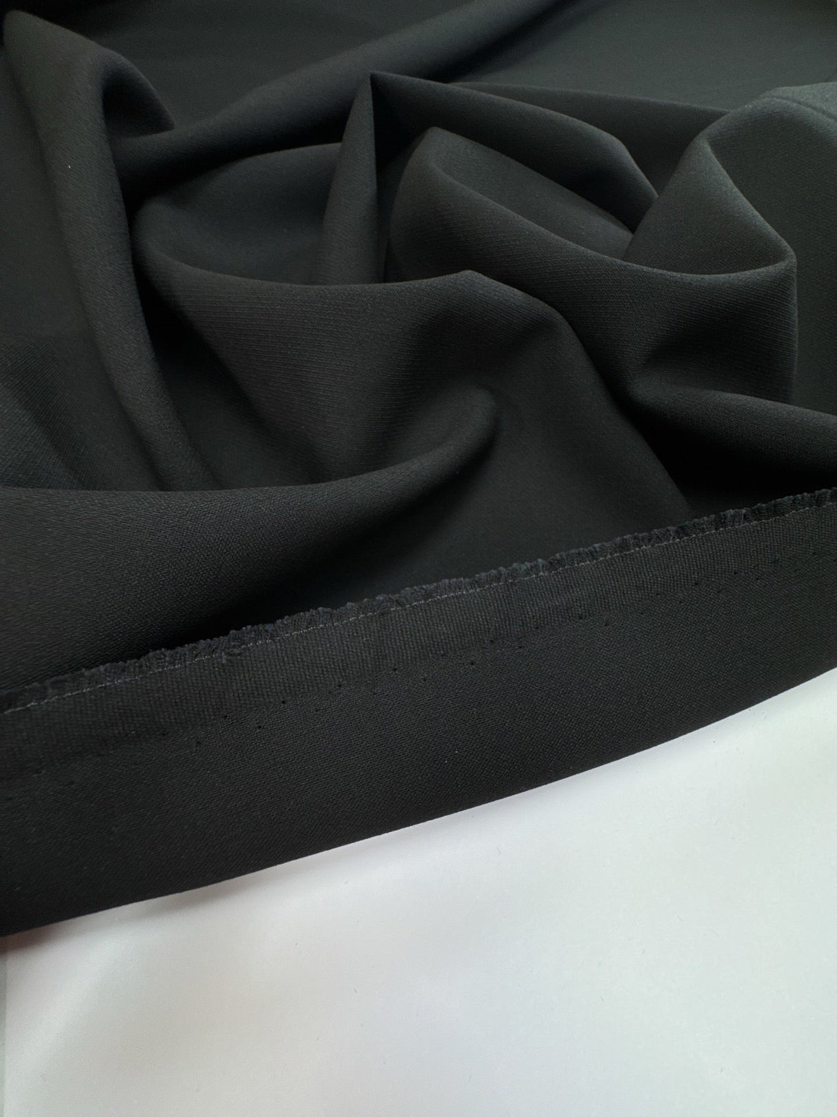 Black Polyester Viscose Cotton Elastane Double Weave