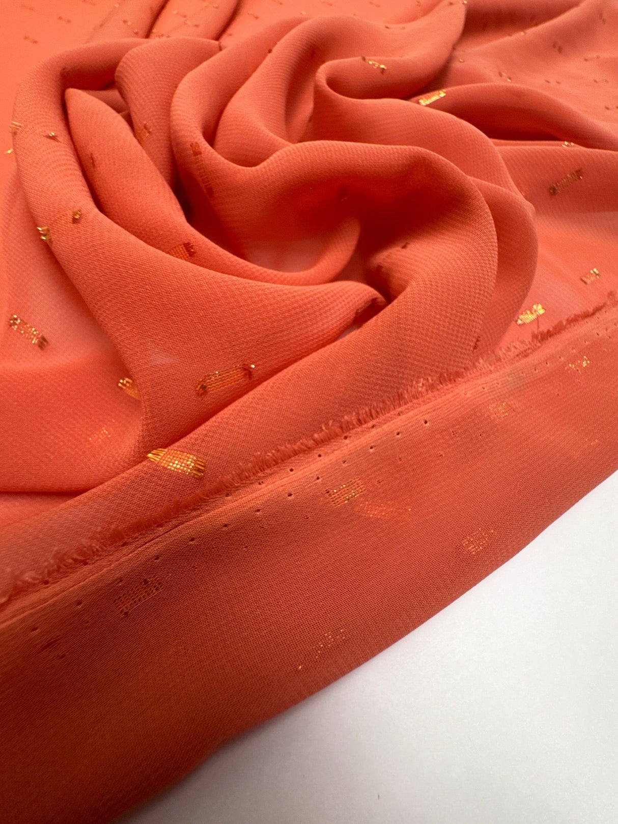 Polyamide Lurex Chiffon Orange Geometric