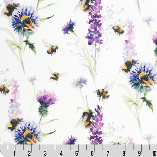 Minky Plush Bee Garden Fabric Amethyst