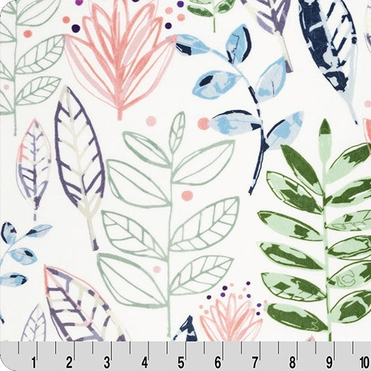 Cuddle Fabric Digital Blossom Modern Leaf