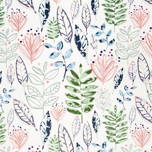 Cuddle Fabric Digital Blossom Modern Leaf
