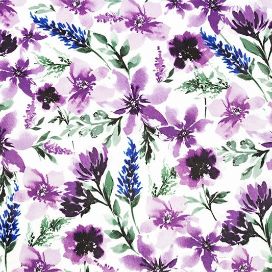 Cuddle Minky Fabric Digital Wisteria Spring Flowers