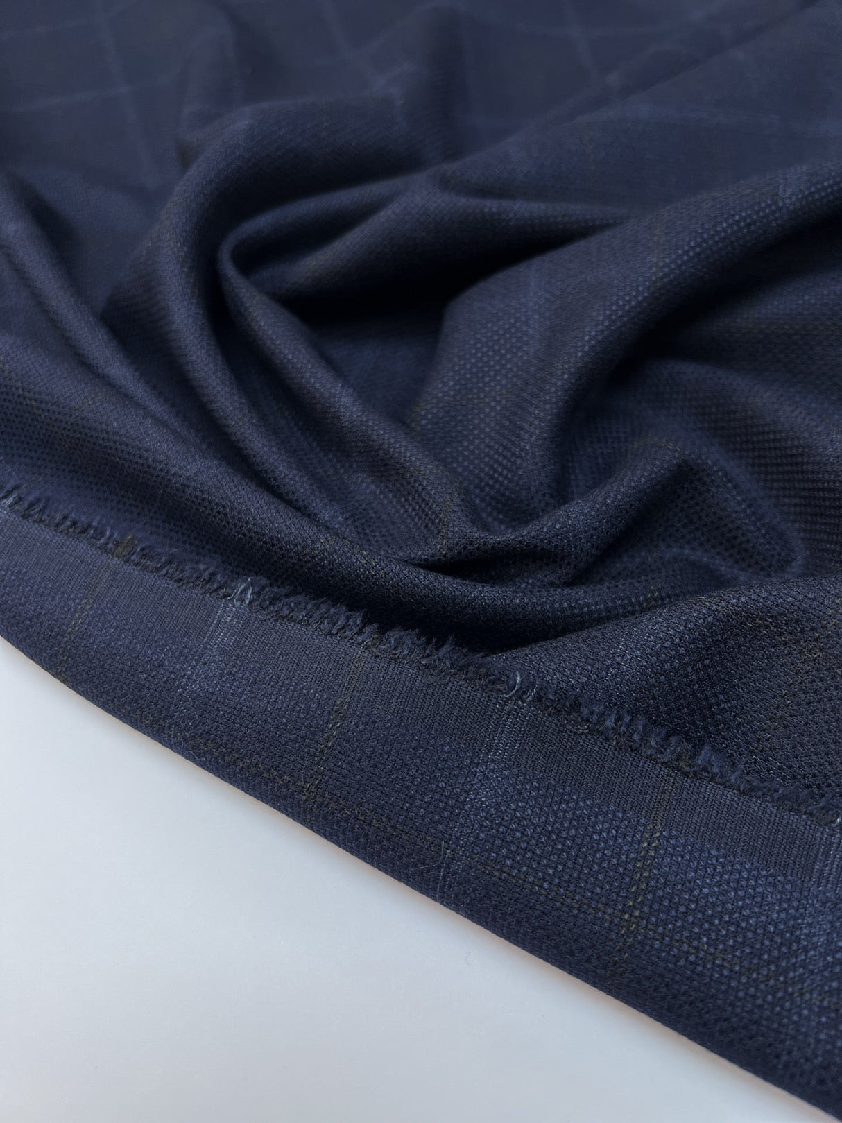 Polyamide Checked Suiting Fabric Blue Black