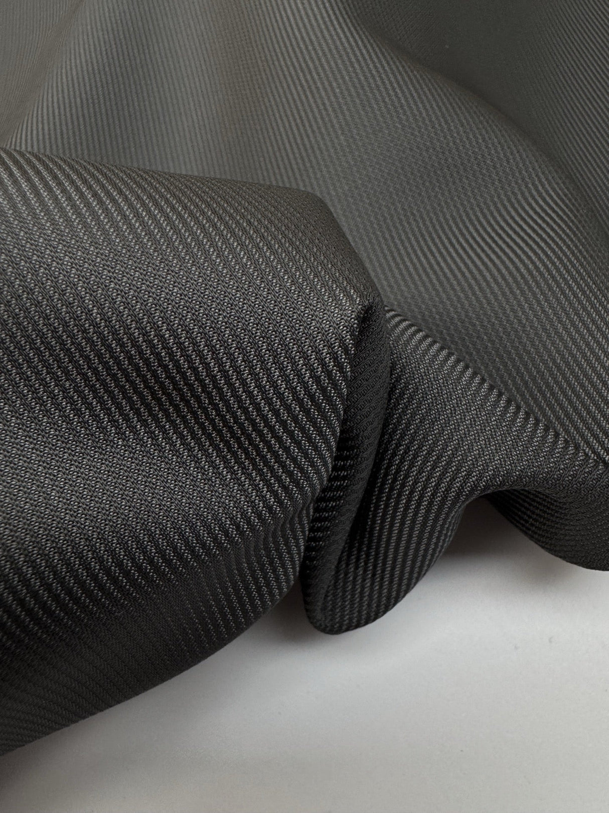 Italian Viscose Acetate Jacquard Fabric Gray Black Stripes