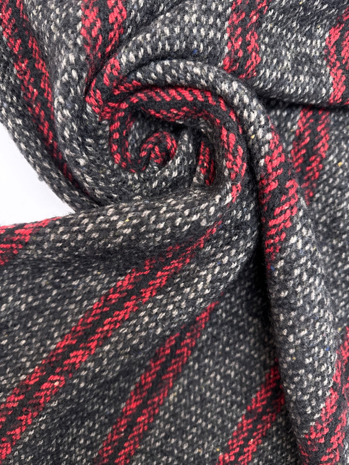 Wool Tweed Melange Striped Gray