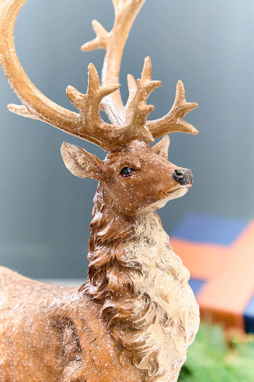 20" Resin Frosted Standing Reindeer
