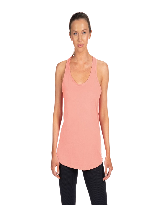 Next Level Women Racerback Tank Top Lightweight Cotton Poly Jersey Fabric - Desert Pink, Racerback, 30 Singles, 135 Grams/4.0Oz (1 Unit)
