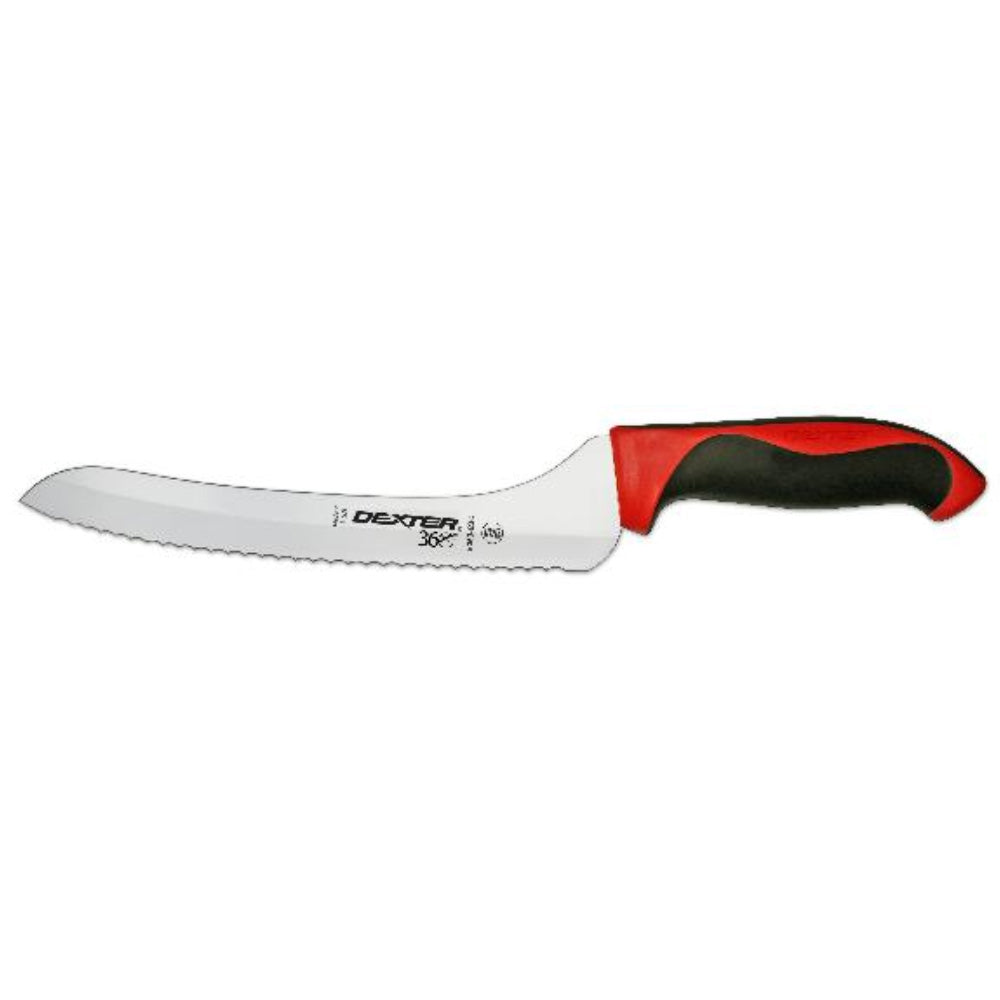 Dexter-360 Scalloped Offset 9" Slicer, Red Handle