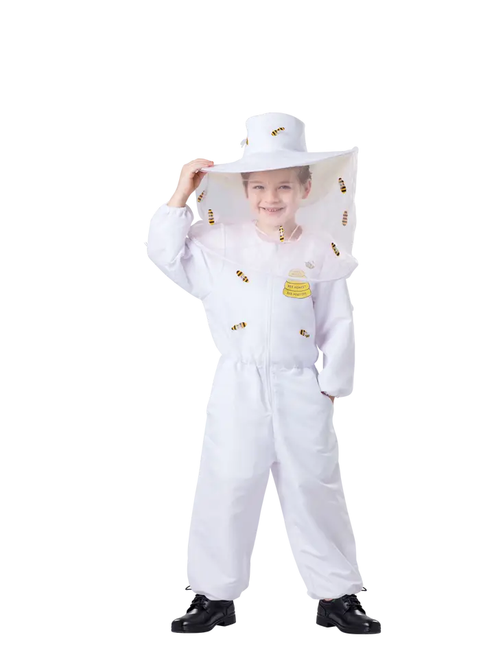 Kids beekeeper costume with jumpsuit and protective hat